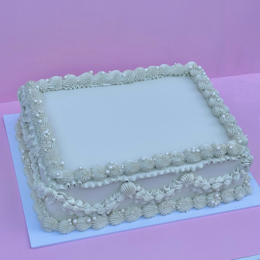 Wedding Slab Cake (11" x 14") Lambeth Piping