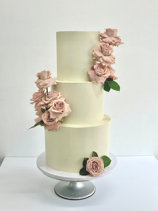 3 tier Classic Wedding Cake with Roses